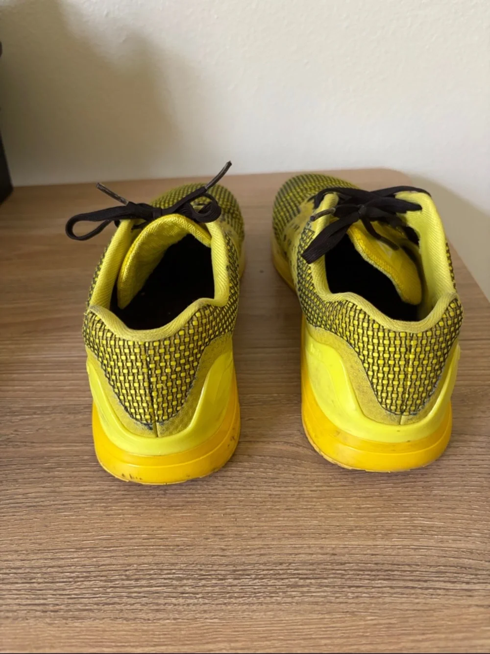 Reebok Women Yellow and Black Knit Athletic Shoes